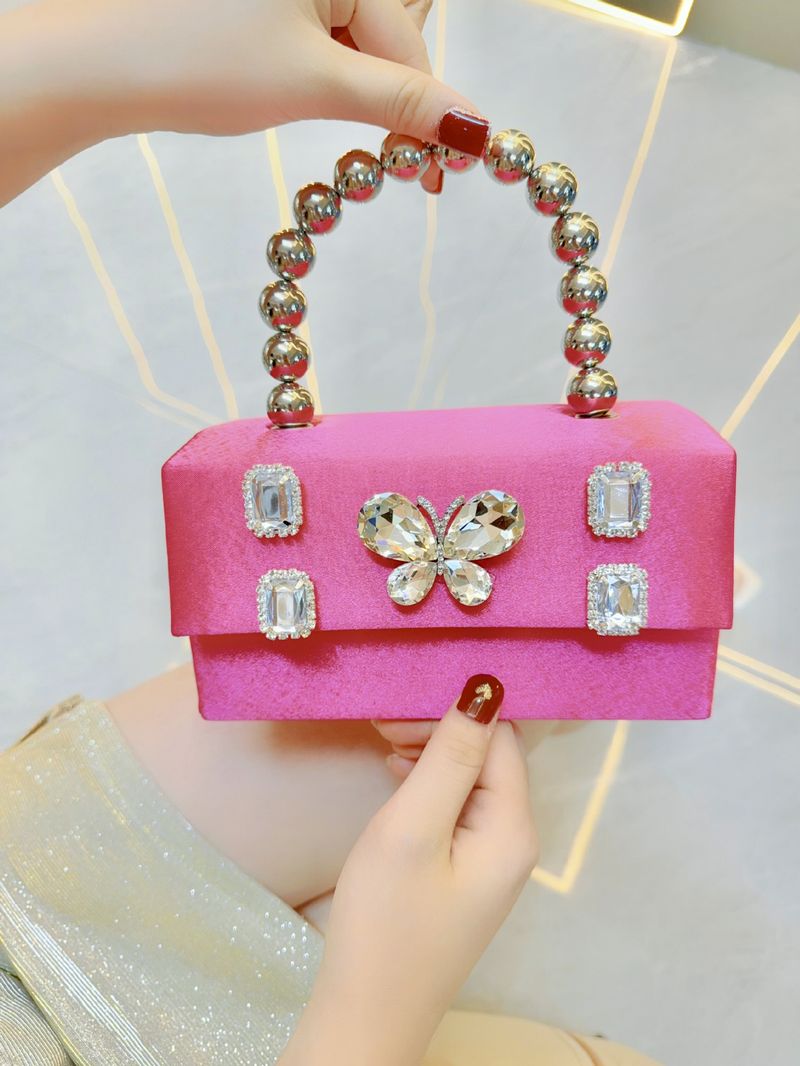 Borse da sera da donna Borsa a mano con diamanti incastonati a farfalla Borsa a mano con diamanti Piccola borsa quadrata da banchetto in raso di seta Borsa a tracolla per cena_voghion.com
