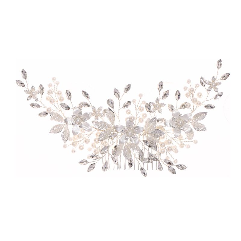 Αυθεντικό νυφικό κόσμημα από κράμα μαργαριταρένιας χτένας μαλλιών Χτένισμα χειροποίητο νυφικό γάμο κεφαλής_voghion.com