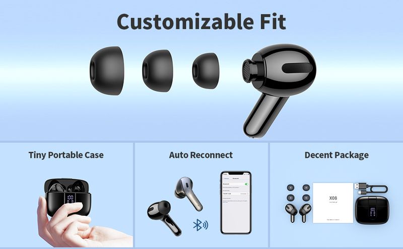 TWS Bluetooth 5.3 Earphone Stereo Bass With Noise Cancelling Mic Waterproof Wireless Headphones In Ear Buds For Android_voghion.com