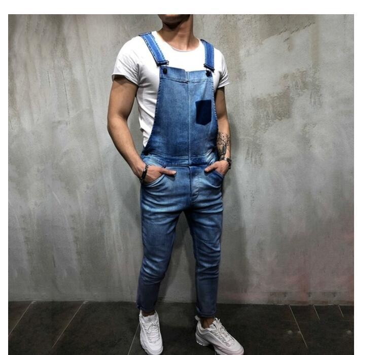 Men's halter denim rompers jeans and pants_voghion.com