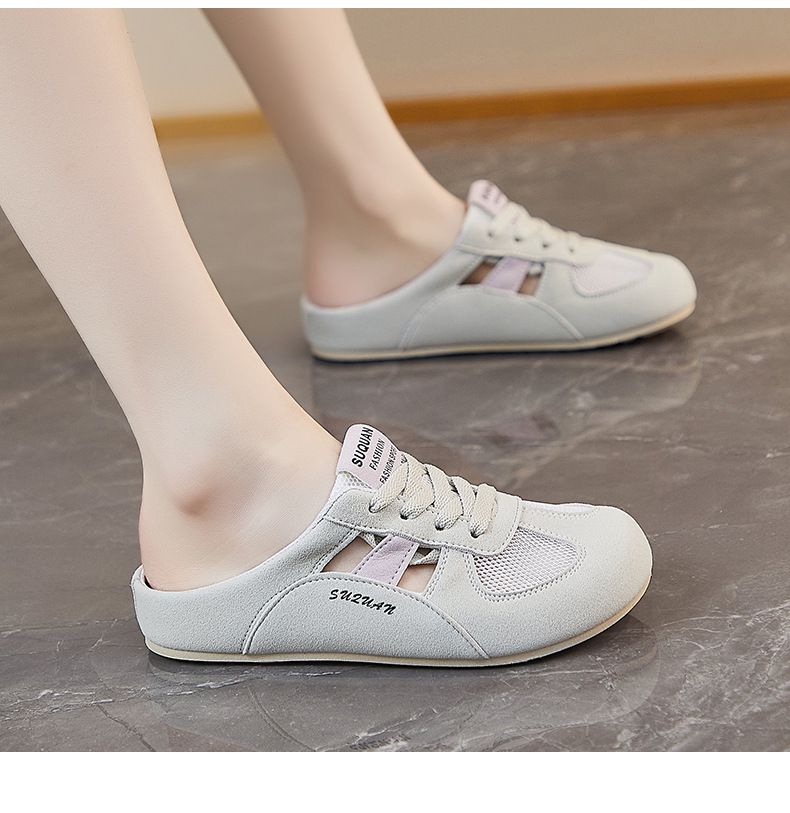 Halbschale weiße Schuhe Studentin Mesh atmungsaktive Erhöhung Schuhe Casual Board Schuhe_voghion.com