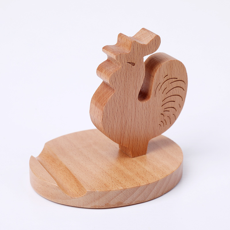 Solid wood tablet support for watching TV shows, cute and creative desktop phone stand, carving_voghion.com