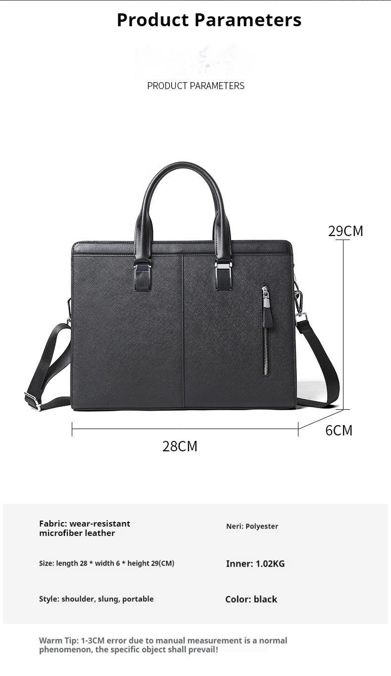 Borsa a mano da uomo, valigetta da lavoro nera, borsa a tracolla orizzontale in pelle, borsa portadocumenti a tracolla di fascia alta. Ti auguro una vita felice_voghion.com
