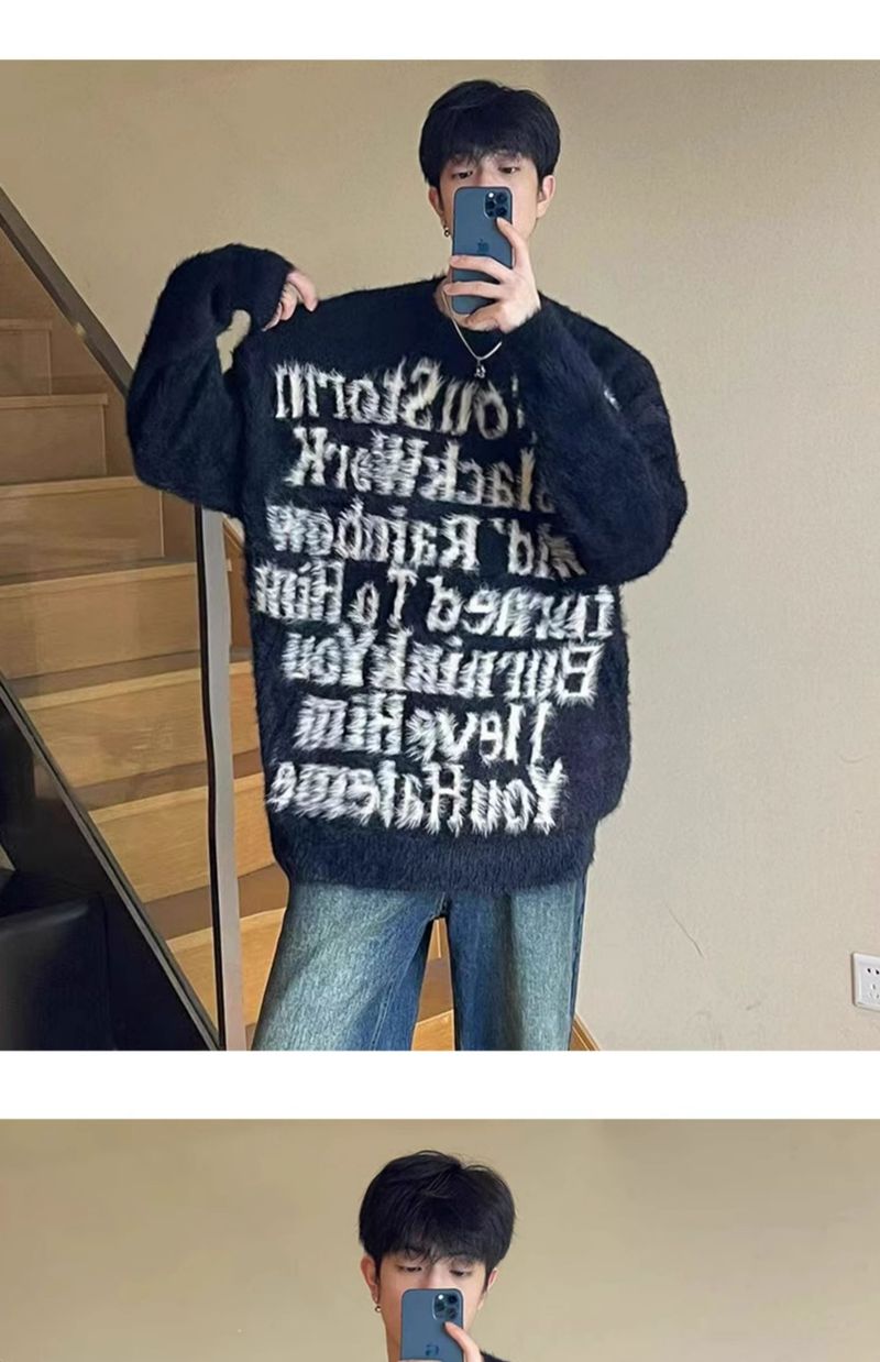 Cleanfit Seahorse Wool Sweater For Men, Autumn And Winter Loose Fit Lazy Style American Oversized Knitted Jacket_voghion.com