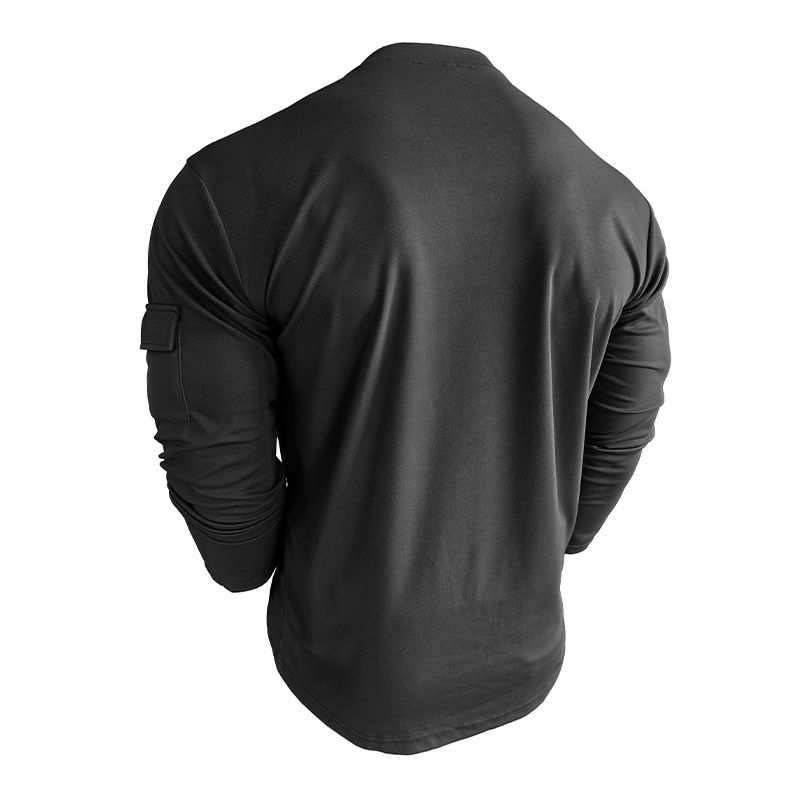 Mehrlagiges Herren-Langarmshirt mit V-Ausschnitt – Doppellagiges Thermoshirt mit Kontrastnähten (Grau/Schwarz/Burgunderrot/Olivgrün/Blau, S-XXXL)_voghion.com