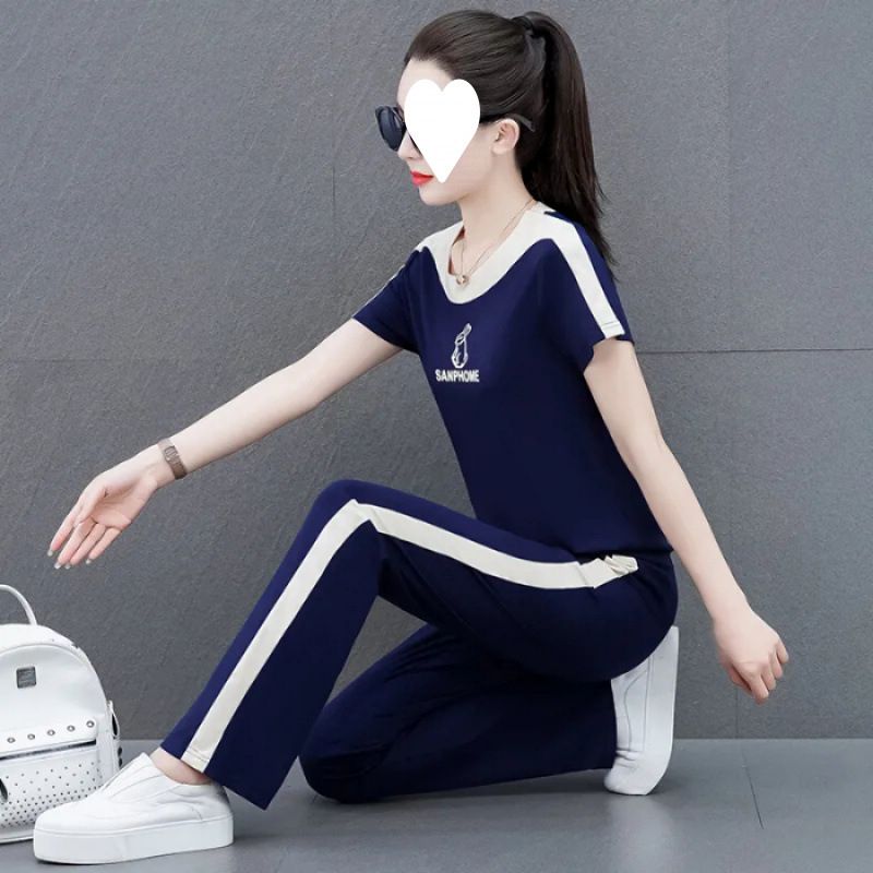 Casual Sports Suit For Women Summer 2025 New Loose Fashionable Youthful Wide-Leg Pants Two-Piece Set_voghion.com