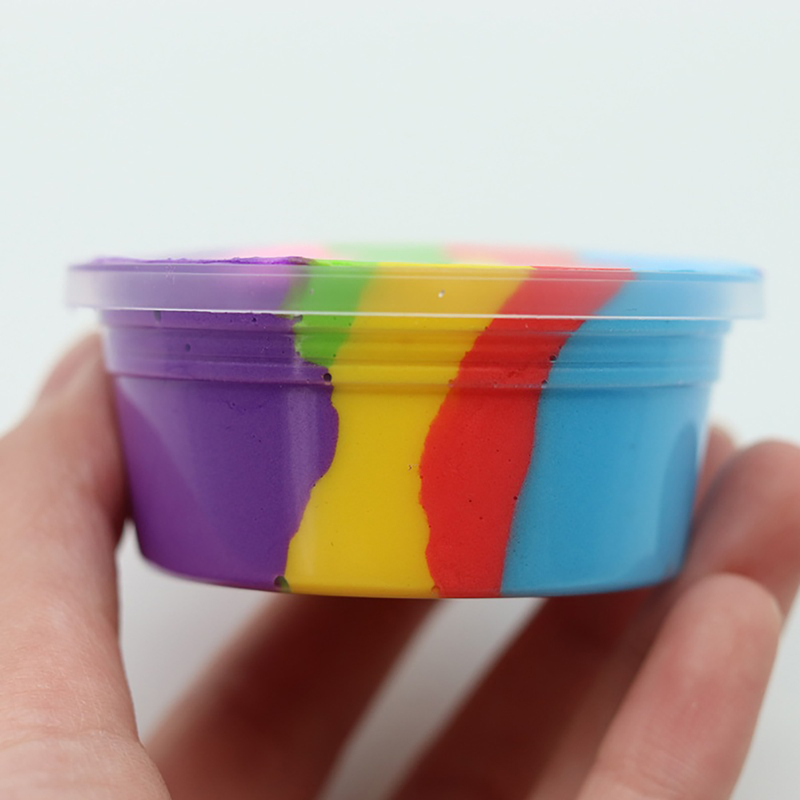 Jucării pufoase pentru copii, model curcubeu, nămol, chit de noroi, plastilină, nămol, stres, ameliorarea stresului_voghion.com