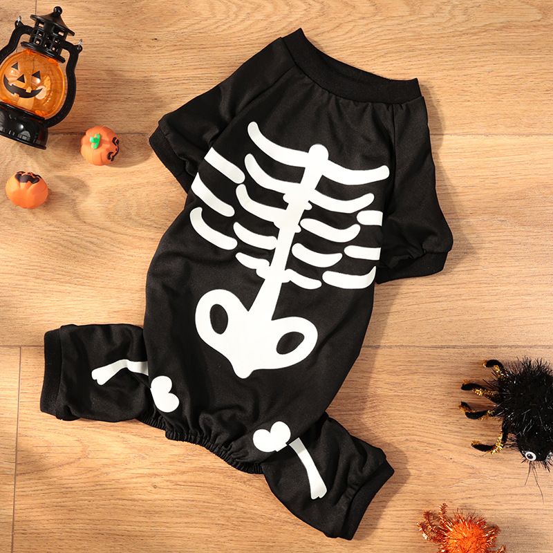 Nuovo costume di Halloween per animali domestici, scheletro di cane, personalità luminosa, vestito a quattro zampe per cani di piccola e media taglia_voghion.com