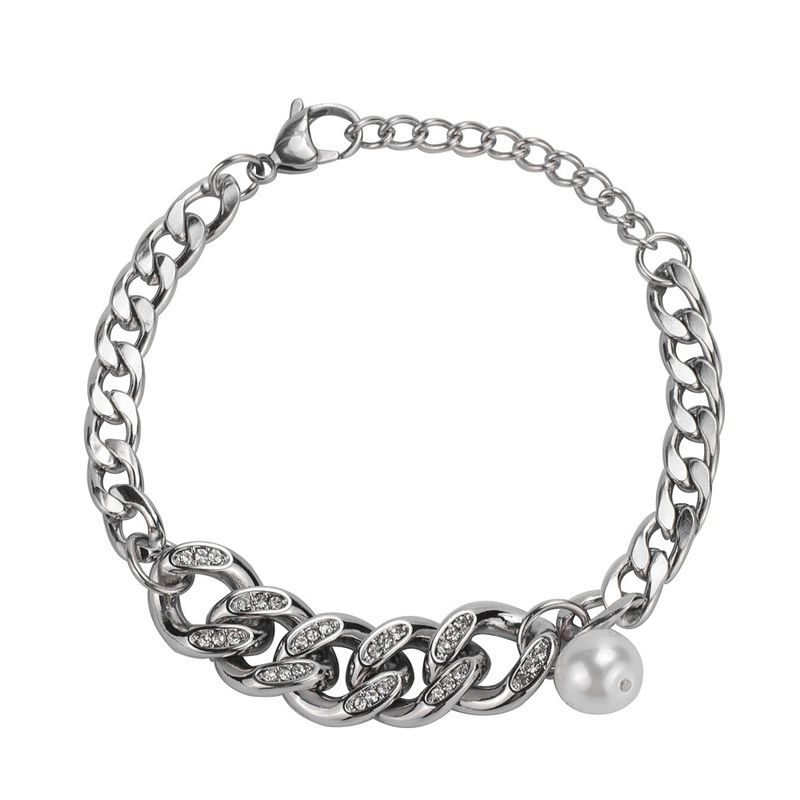 Ins New Nischendesign Unisex Kubanische Kette Perlenspleißen Einfaches Armband Trendy Hip-Hop Titan Stahl Schmuck_voghion.com