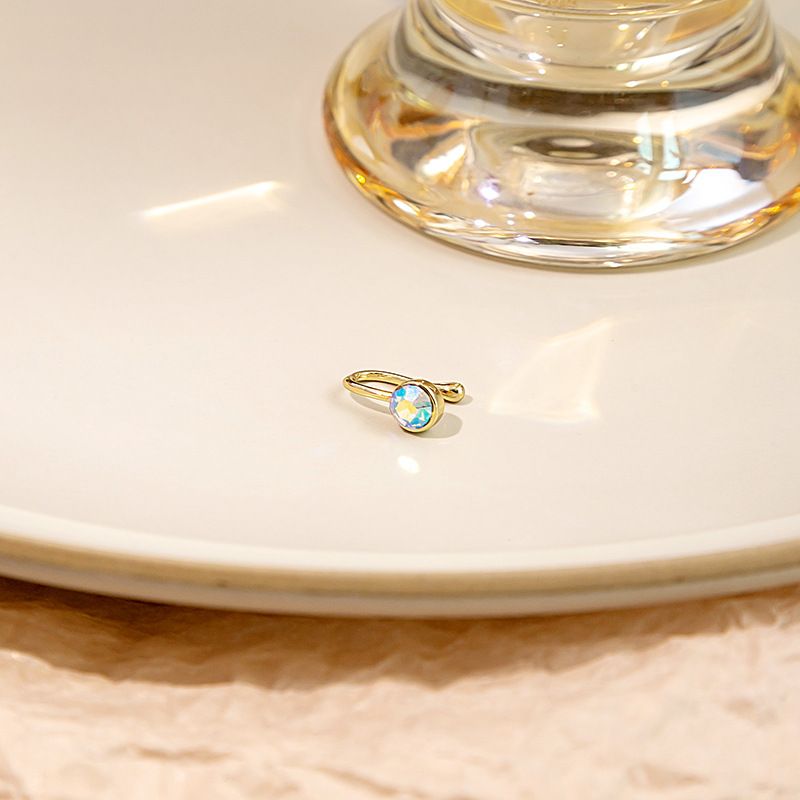 Europese en Amerikaanse niet-geperforeerde U-vormige neusklem Retro coole stijl Strikdecoratie Maan Achtpuntige ster Ingelegde diamant neusdecoratie_voghion.com