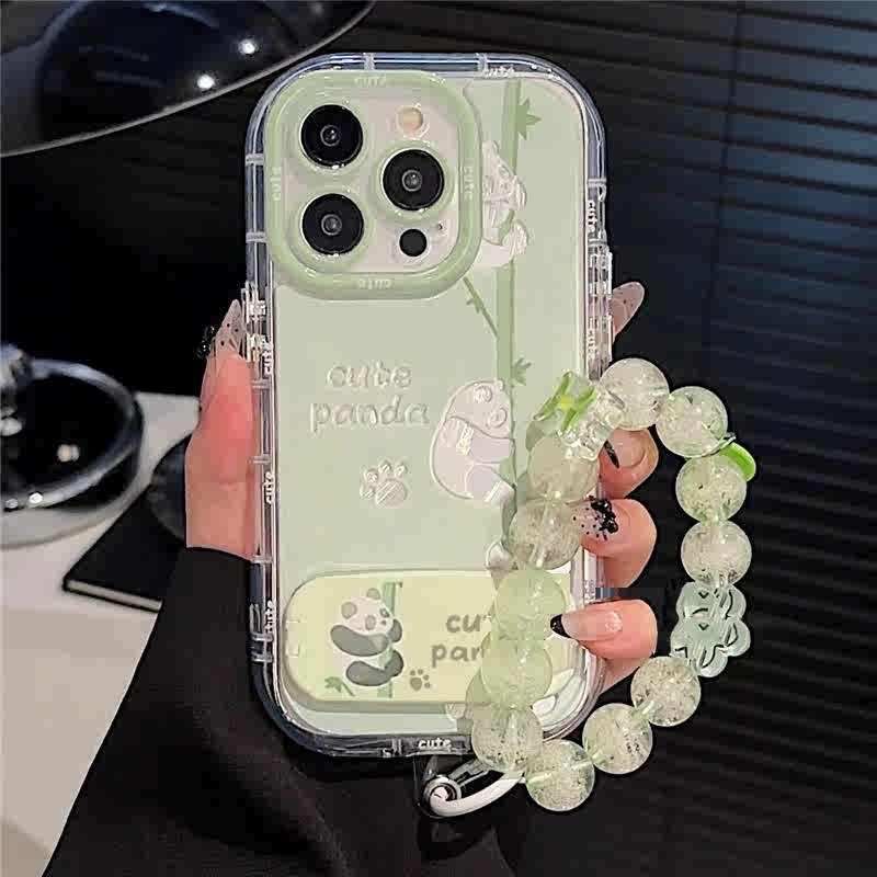 National Style Bambus Panda Gëeegent fir Huawei Nova13 Telefonshülle Spigelhalter Honor 300 Schaumfeder Garn X60i_voghion.com