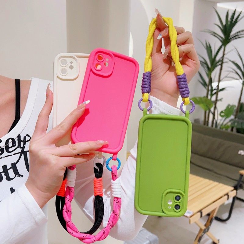 Short Strap Frosted Case For iPhone 15 13 14 Pro 12 11 15Pro 13Pro Plus X XS Max Crossbody Neck Lanyard Soft TPU Matte_voghion.com