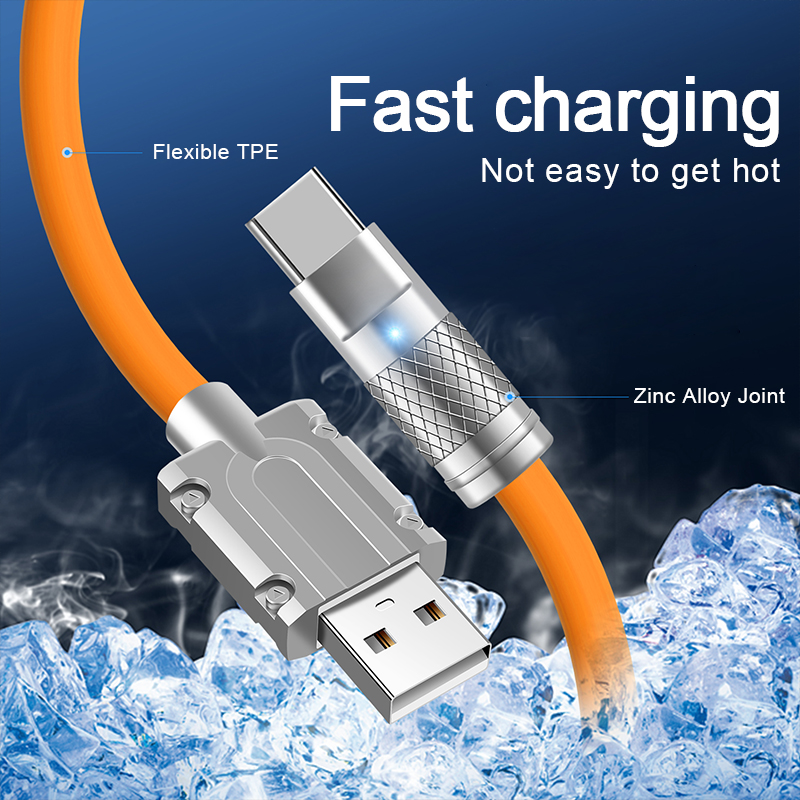 120W 6A USB Type C kabelis piemērots Huawei Honor ātrās uzlādes lādētājam USB C datu kabelis piemērots Xiaomi uzlādes lādētājam_voghion.com