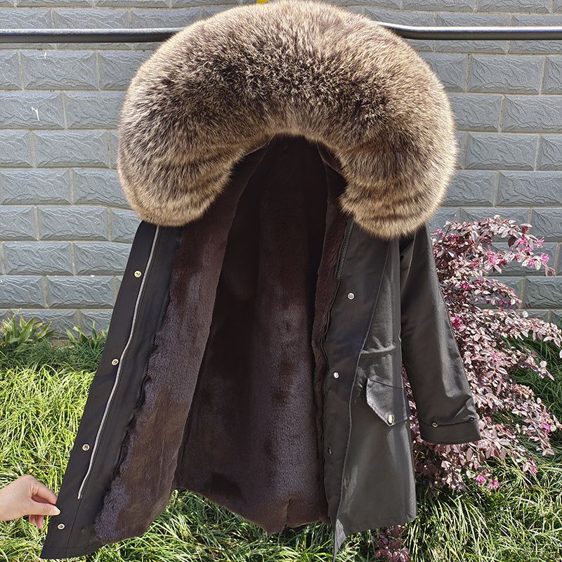 Abbigliamento da donna Nuovo inverno Parka da donna di media lunghezza Fodera in pelliccia rimovibile Collo in pelliccia Cappotto in pelliccia_voghion.com