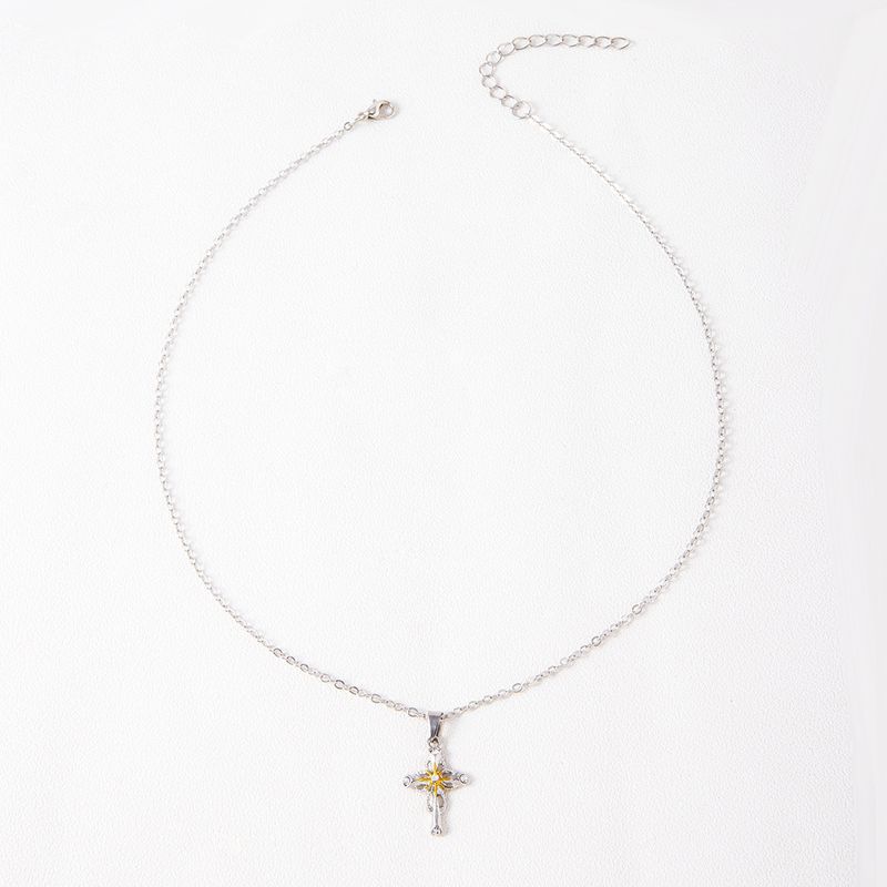 Collana con ciondolo a forma di croce e girasole, cavo, di alta qualità, nuovi accessori alla moda per uomini e donne._voghion.com