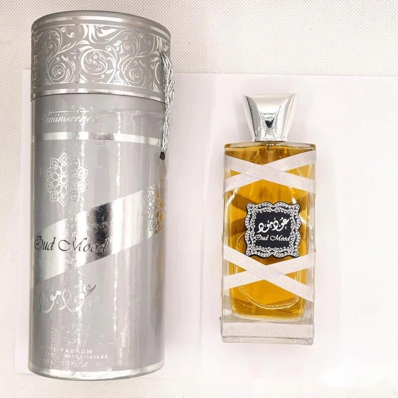 2023 New Hot Perfume Silver OUD MOOD Cylinder Ribbon Ladies Elegant and Lasting Fragrance 24 Hours High Concentration Arabian Perfume_voghion.com