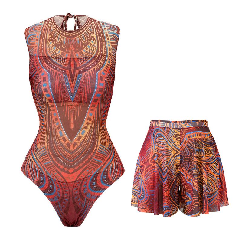 Damenbekleidung Langarm Sonnenschutz Smart Badeanzug Kurzer Rock Anzug Bikinirock_voghion.com