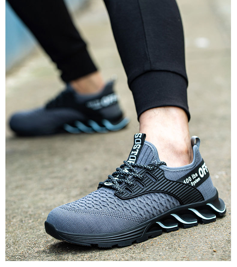 Scarpe con puntale in acciaio da uomo Le scarpe per l'assicurazione del lavoro sono traspiranti leggere e deodoranti fracassano e puntali in acciaio anti-piercing_voghion.com