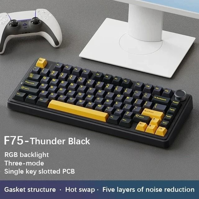 AULA Tarantula F75 Özel Mekanik Klavye Conta Yapısı Tam Tuş Sıcak Değiştirme Kablosuz Üç Modlu Bluetooth MAX_voghion.com