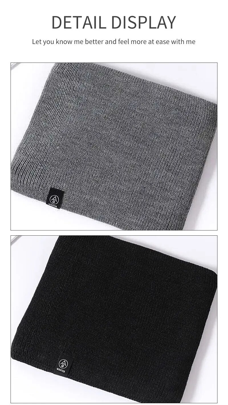 Bufanda de punto de cachemira lisa para mujer, ideal como bufanda de invierno, cálida, de lana y piel, gruesa, unisex, para el cuello._voghion.com