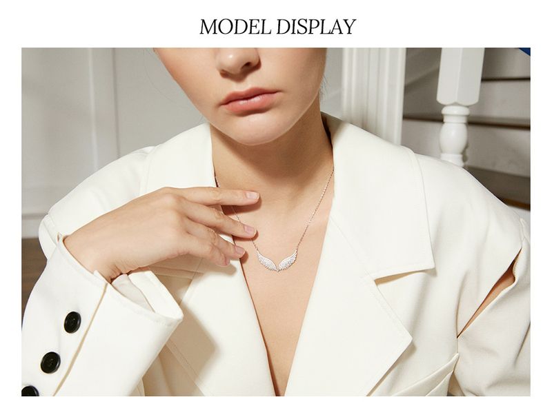 Damessieraden Vleugelhanger Ketting, Engelenvleugelontwerp met Micro-Pave Zirkonia, Elegant Geometrisch Statementstuk voor Dagelijks Gebruik_voghion.com