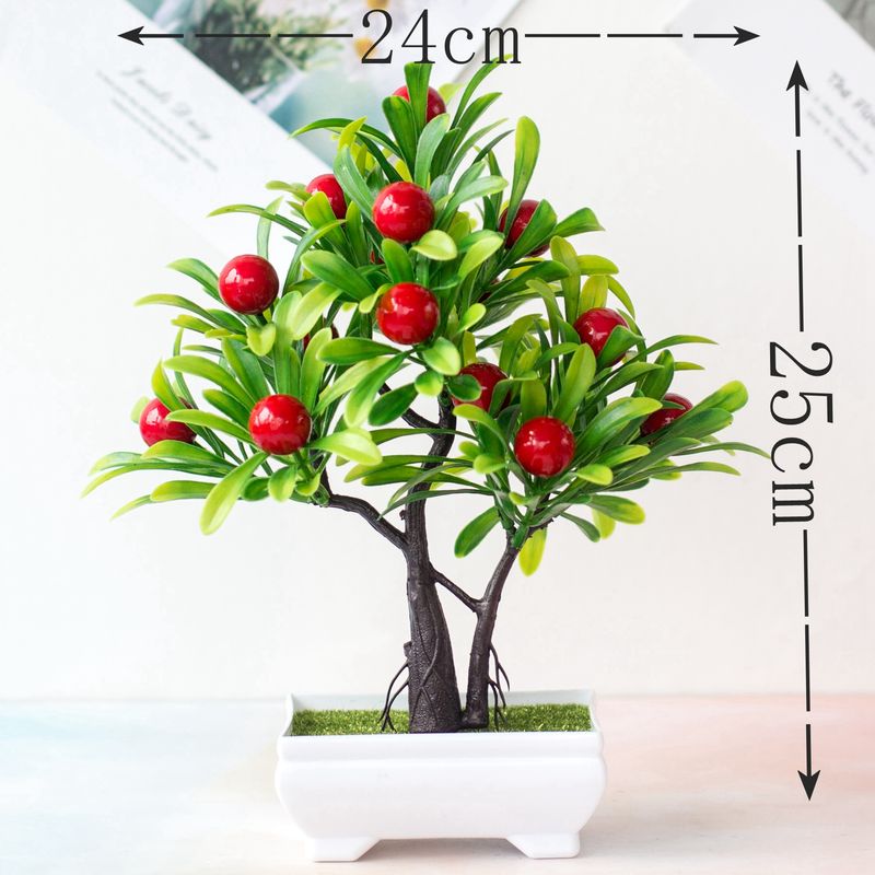 Simulazione vaso di fiori 16 maglie albero da frutto rosso piccolo albero bonsai fiore di plastica pianta verde vaso di fiori decorazione floreale ornamenti_voghion.com