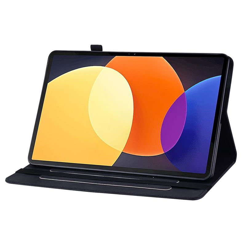 For Xiaomi Redmi Pad 5G Skin Feel Solid Color Zipper Leather Tablet Case(Black)_voghion.com