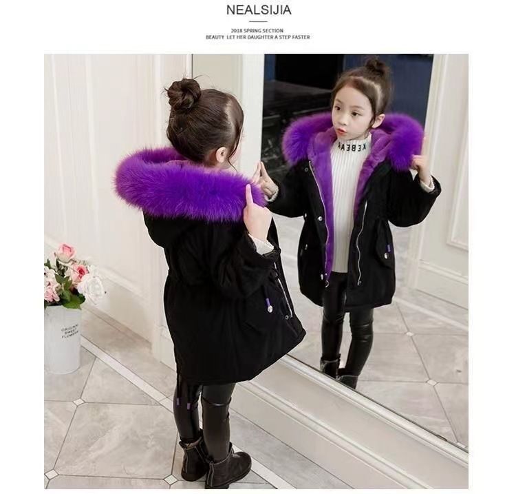 Kinderbekleidung Mädchen-Wintermantel mit wolleverdicktem Mädchen-Steppmantel zur Überwindung geschickt_voghion.com