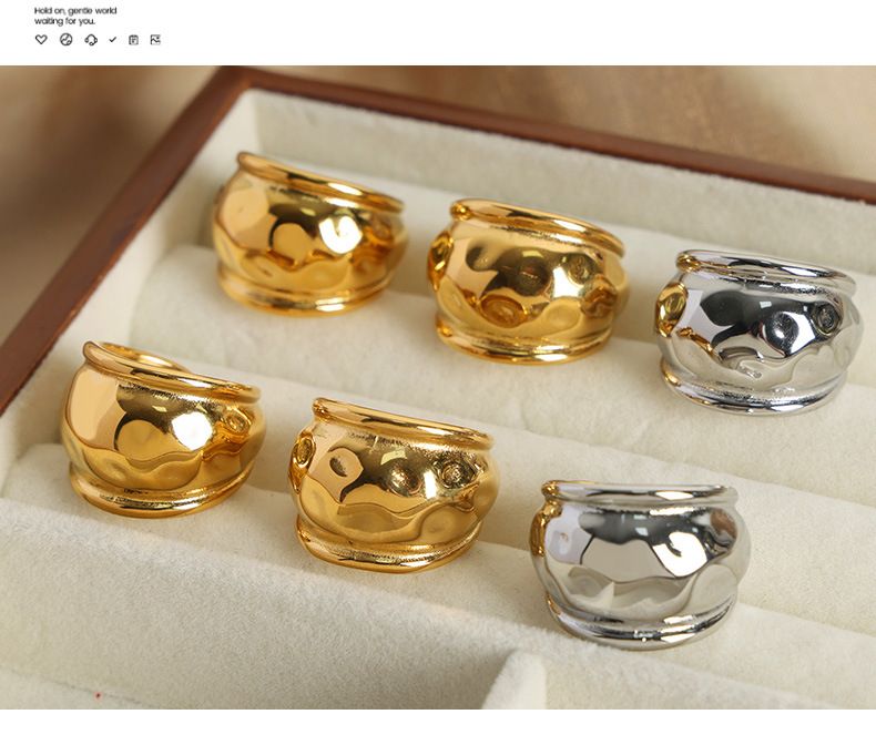 Nischendesign High-End-Ring Mode Vielseitig Titanstahl Vergoldet Persönlichkeit Temperament Offener Ring Schmuck Damen_voghion.com