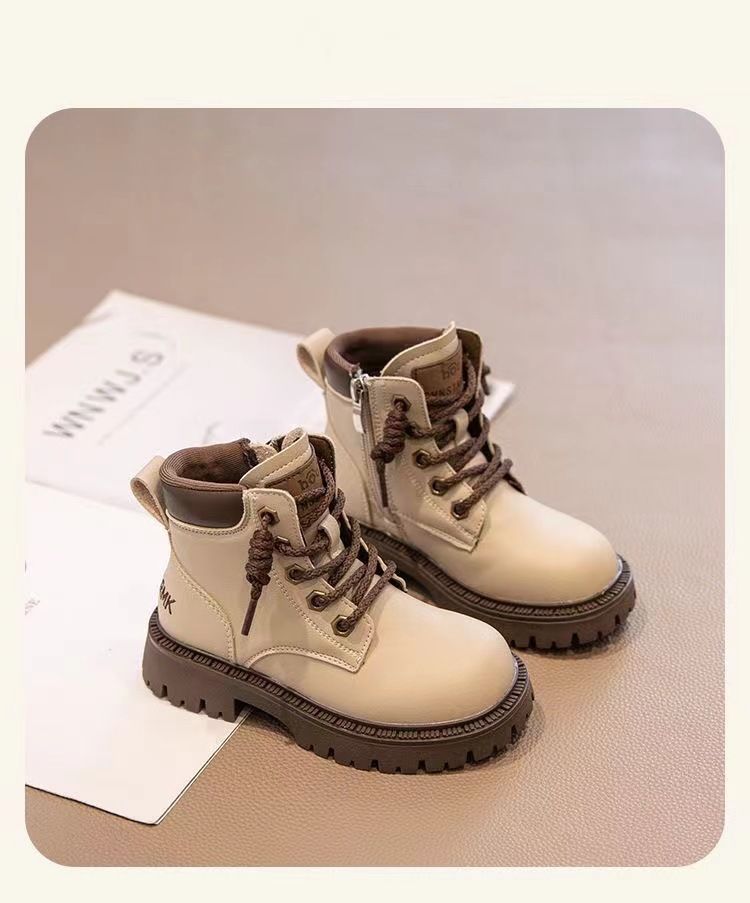 Martin Spring and 2024 New Edition Boys' Short Girls' Big Autumn Leather Boots Children's Shoes_voghion.com
