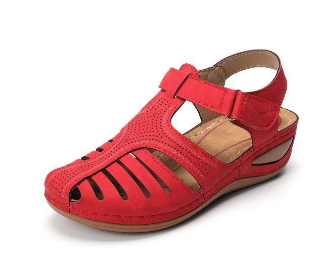 Sandalias de cuña con punta redonda y suela gruesa, estilo pulpo, talla grande, cerradas, para mujer, novedad de verano._voghion.com
