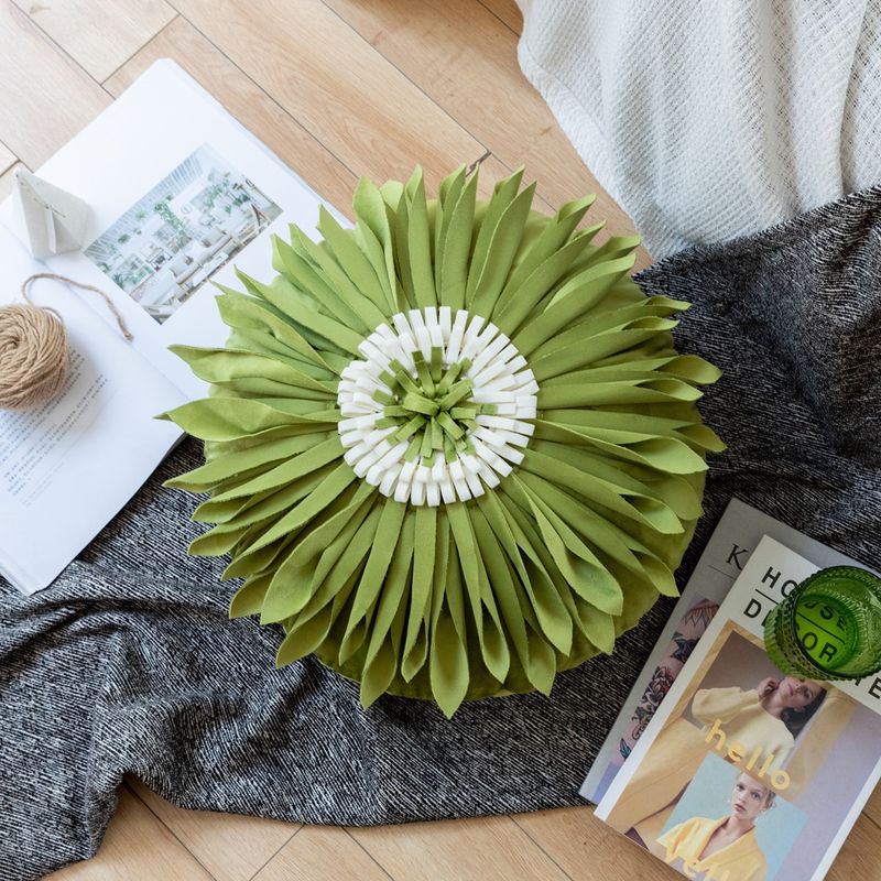 2025 Avocado Green Sunflower Pcase Multi-Process Removable Washable Bedside Bay Window Cushion Sofa_voghion.com