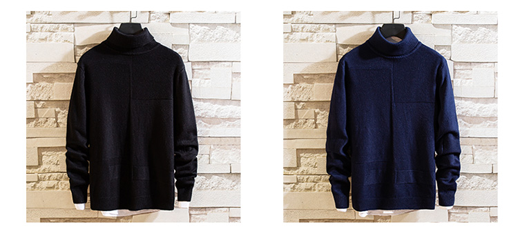 Heren Herfst- en Wintermodellen Voor- en achterkant Casual Mode Pullover Coltrui Slim-fit Sweater Buitenlandse Handel Lopende hoeveelheid_voghion.com