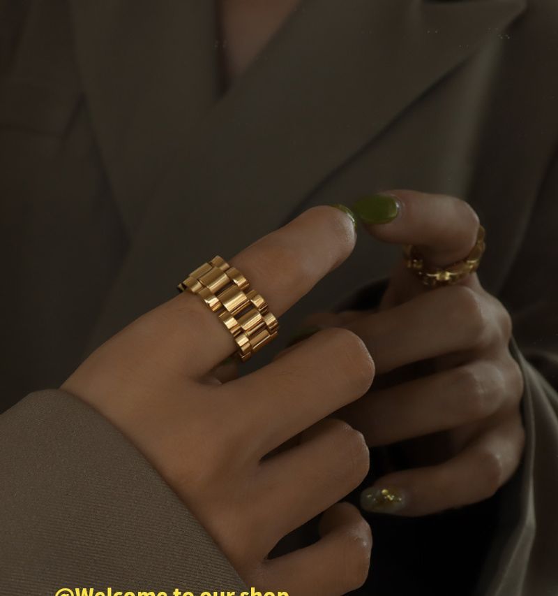 Overdreven Rolega-textuur, zware combinatie, handgemaakte titanium stalen, veelzijdige wijsvingerring, sieraden A184_voghion.com