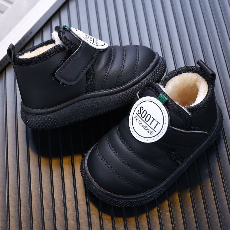 ShoeGlobe Scarpine da passeggio per bambini, corte, antiscivolo, in pelle spessa, foderate in pile invernale, impermeabili e calde, per bambini, da neve_voghion.com