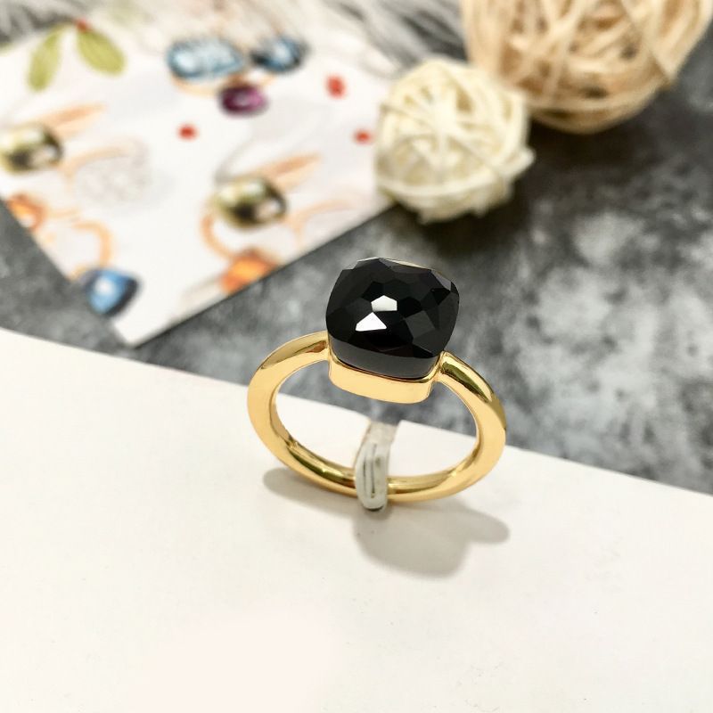 Anello geometrico sfaccettato in rame con testa di fungo in cristallo multicolore, per uomo e donna_voghion.com