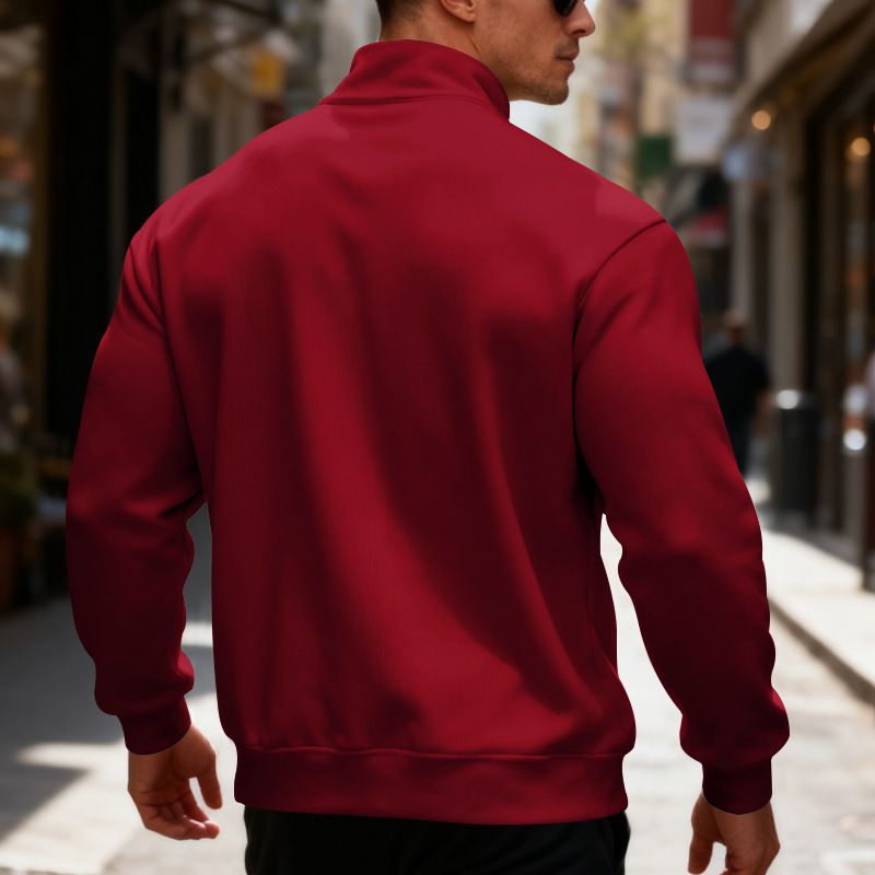 Felpa con cappuccio in pile casual da uomo con collo alto e mezza cerniera - Vestibilità ampia, calda e confortevole, taglia europea_voghion.com