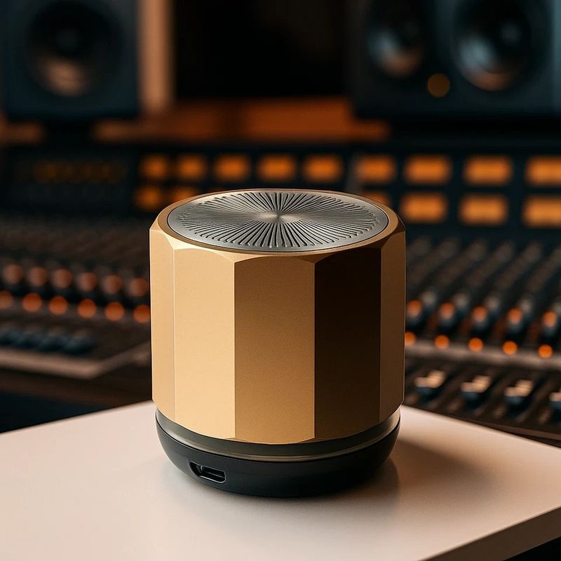 Mini enceinte Bluetooth portable sans fil élégante en métal avec basses puissantes, port USB-C_voghion.com