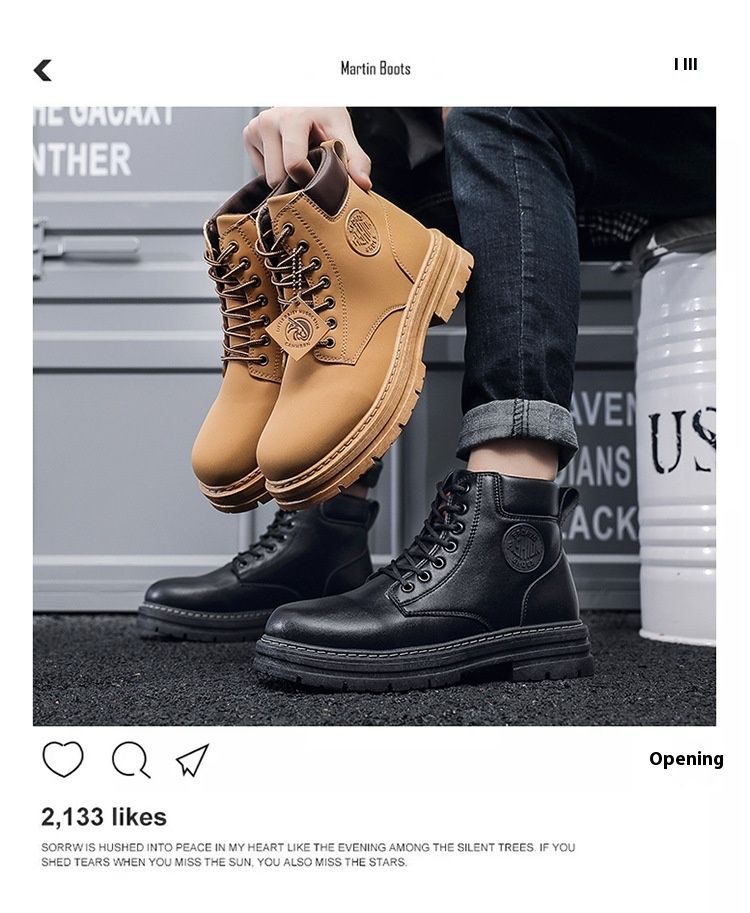 Men Shoes Fashion Motorcycle Boot Waterproof Leather Boots Spring Lace-Up Platform Boot New High Top Boots For Men Botas Hombre_voghion.com