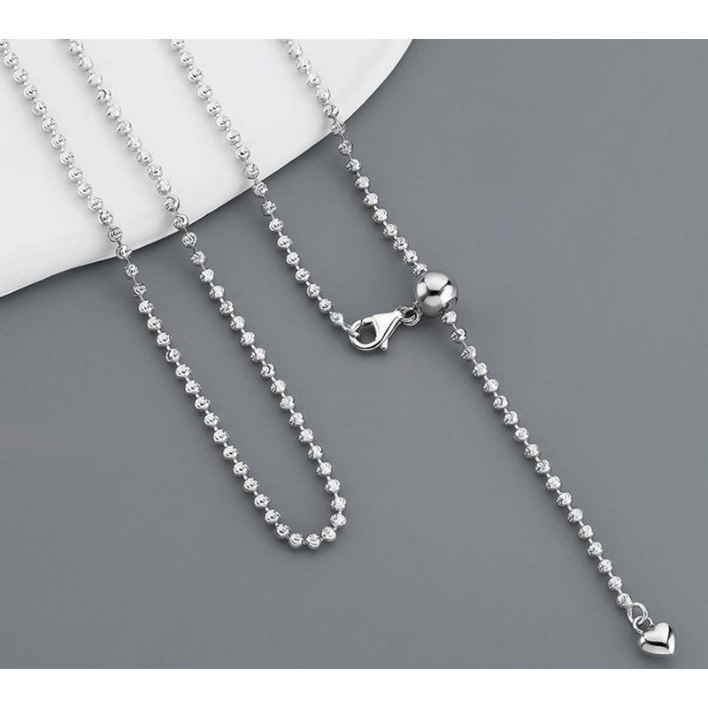 Italian Starlight Light Women's High Grade Feeling Pulling Car Flower, Round Bead Chain, Love Silver Necklace_voghion.com