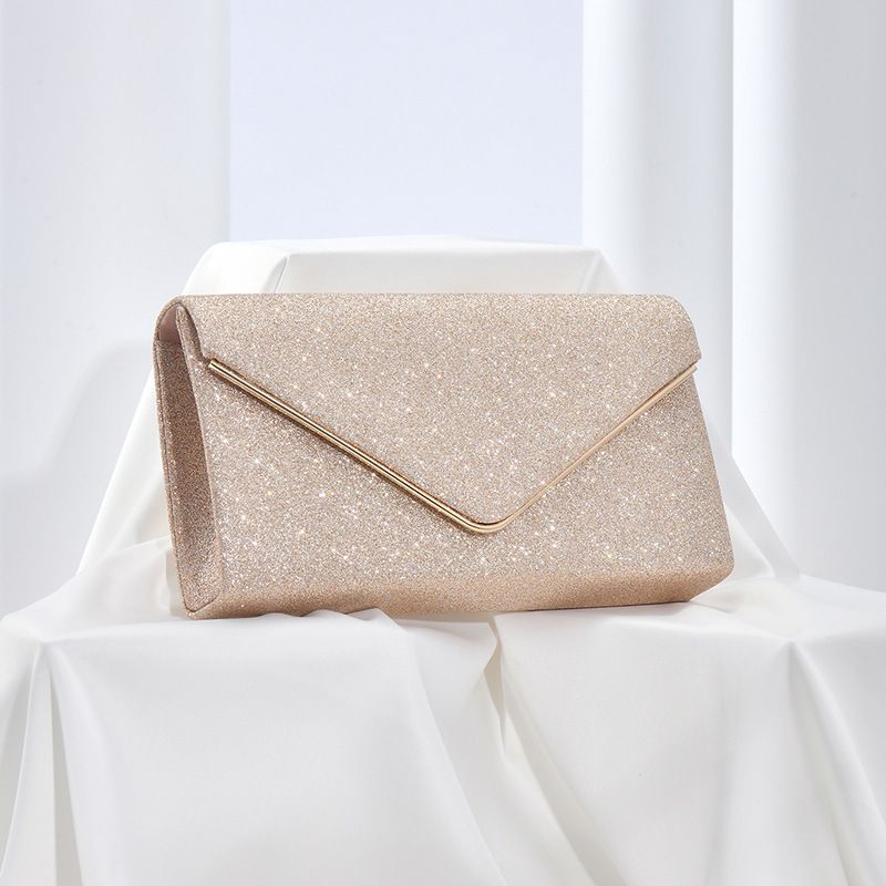 Borsa da sera in oro rosa lucido di alta qualità, borsa da sera alla moda, pochette a catena, borsa a tracolla_voghion.com