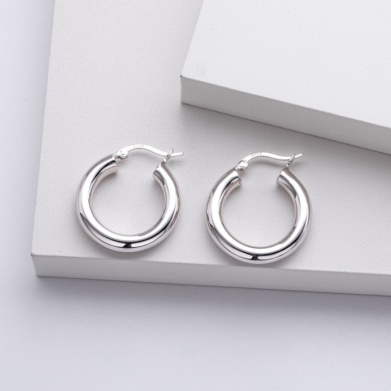 Orecchini a cerchio grandi minimalisti da donna in argento sterling 925, stile punk, dichiarazione di moda, misure 20 mm-30 mm, gioielli per le orecchie alla moda alla moda punk_voghion.com