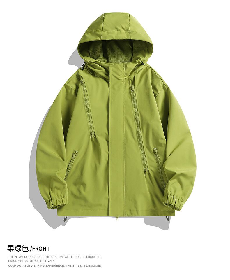 American Style Outdoor Windproof Men Waterproof Spring Autumn Loose Functional Diagonal Zipper Hiking Sports Jacket_voghion.com