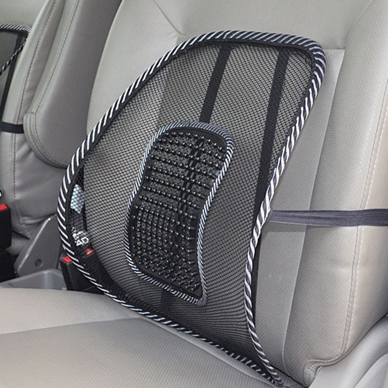 Sedile da ufficio, sedia comoda, supporto massaggiante, cuscino ventilato, schienale in rete nera, cuscino lombare per auto_voghion.com