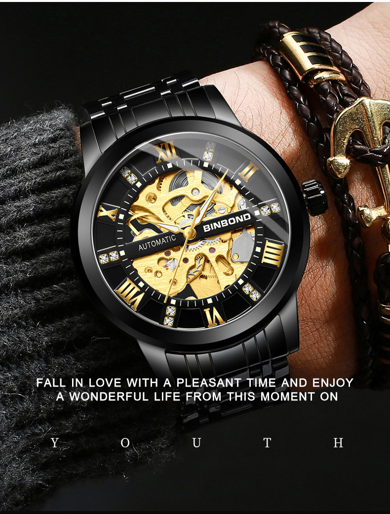 Armbanduhr Herren Automatische Mechanische Uhr Hohl Im Dunkeln Leuchtend Wasserdicht Studenten Einfache Mode Trend Herrenuhr_voghion.com