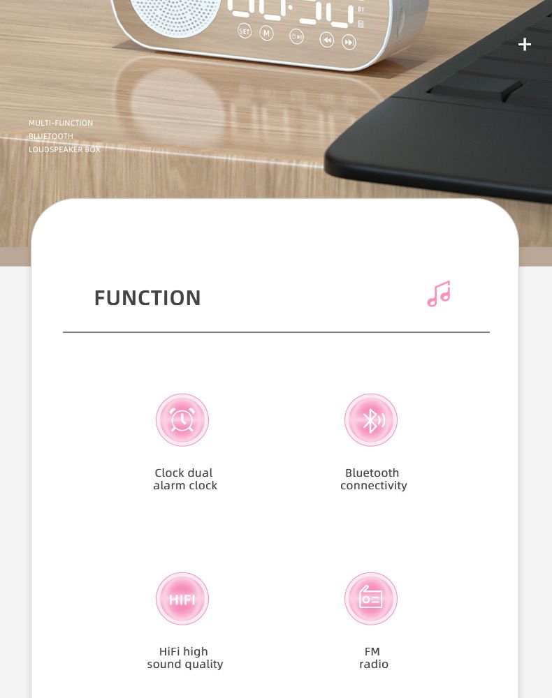Nieuwe klok draadloze Bluetooth-kaartluidspreker thuiswekker draagbare mini-audioradio voor buiten_voghion.com
