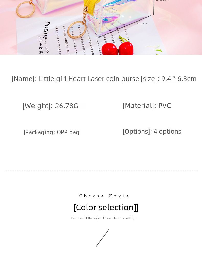 Korea neue ins mädchen herz transparent laser geldbörse student mini münze schlüsselbund tasche spot großhandel_voghion.com
