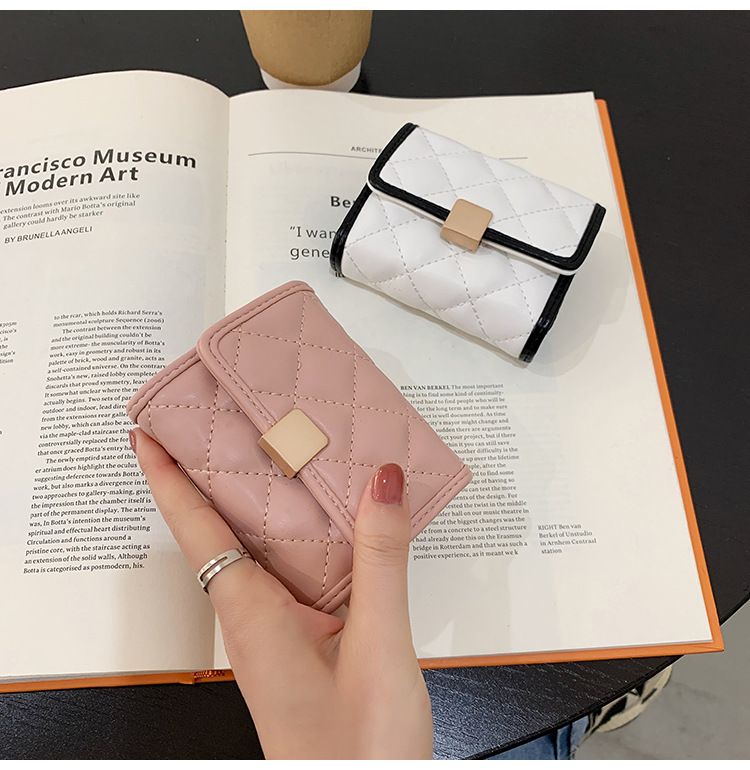 Portafoglio piccolo con diamanti alla moda, porta carte, porta monete, borsa per studenti, stile college, piccola borsa, porta carte, borsa porta carte_voghion.com