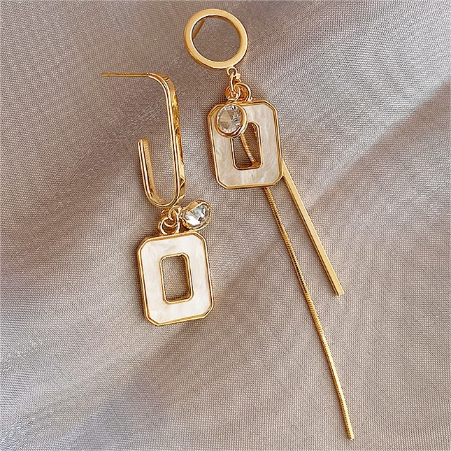 Asymetrické geometrické náušnice dámské univerzální dlouhé střapce náušnice ve stylu AB temperamentní síťovina červená trendy doplňky do uší_voghion.com