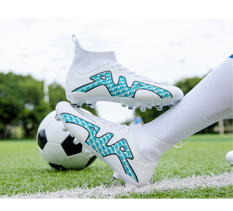 High-Top-Fußballschuh für Jungen und Mädchen, TF, gebrochener Kunstrasen, AG-Nagellederfuß, Jugend-Studenten-Trainingsschuhe_voghion.com